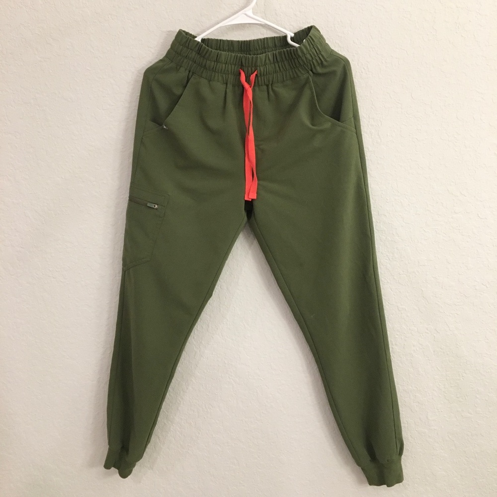 FIGS High Waisted Zamora Jogger Scrub Pants Dark Olive